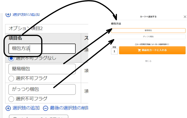 オプション記入方法